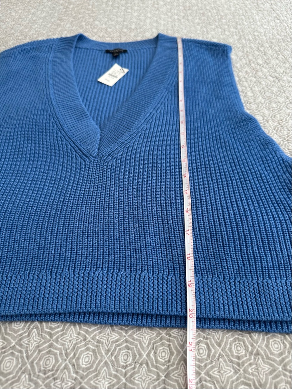 NEW! TALBOTS V-Neck Knit Sweater Vest Bright Cornflower Blue Size XL Petite - Picture 6 of 7